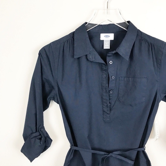 NEW Girls Old Navy 3/4 Shirt Dress Navy Blue - Picture 2 of 6